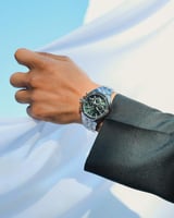 ساعة سعد الرجالية من الستيل بلون فضي