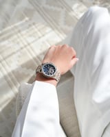 ساعة سعد الرجالية من الستيل بلون فضي وروز قولد