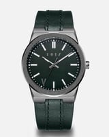 ساعة سعود الرجالية من الجلد بلون أخضر