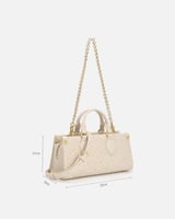 شنطة نسائية من الجلد باللون البيج