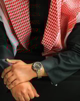 ساعة سعد الرجالية من الستيل بلون فضي وذهبي