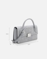 شنطة نسائية من الجلد بلون رمادي