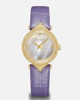 ساعة حنان من الجلد باللون الأرجواني