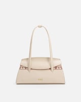 شنطة نسائية من الجلد الفاخر بلون أبيض