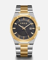 ساعة فهد الرجالية بلون ذهبي وفضي