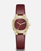 ساعة شيخه من الجلد بلون عودي