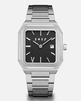 ساعة بدر الرجالية من الستيل بلون فضي