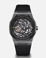 ساعة سراج من الجلد بلون أسود