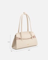 شنطة نسائية من الجلد الفاخر بلون أبيض