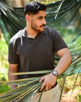 ساعة براء الرجالية من الستيل بلون رمادي