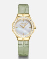 ساعة ماريا من الجلد بلون أخضر