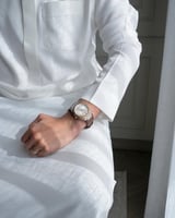 ساعة طارق الرجالية جلد بلون بني