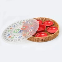 صينية فطور خوص لون أحمر