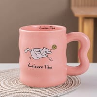 كوب سيراميك برسمة قطة بلون وردي