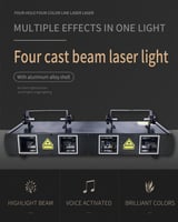 اضائة ليزر حفلات 4 عدسات مستطيل 6 الوان