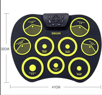 مجموعة طبل رول أب ، 9 وسادات سيليكون مدعوم بدواسات...