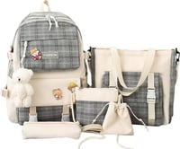 شنطة ظهر أنيمي كاواي مع ملصقات – طقم 5 قطع للمدرسة...