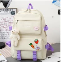 شنطة ظهر بناتي بطابع كرتوني لطيف – طقم مدرسي 5 قطع...