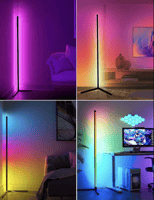 مصباح أرضي للزاوية، متغير الألوان، قائم بطول 120 س...