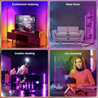 مصباح أرضي للزاوية، متغير لألوان، قائم بطول 140 سم...