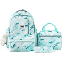 طقم شنط مدرسية 3 في 1 – شنطة ظهر + حافظة طعام + مق...