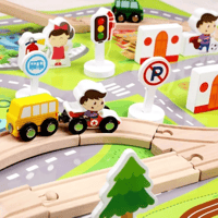 لعبة مسارات المدينة الخشبية - قطار المدينة 80 قطعة...