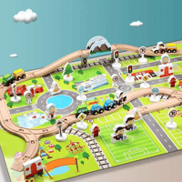 لعبة مسارات المدينة الخشبية - قطار المدينة 80 قطعة...