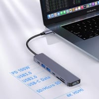 موزع بورودو بلو 7 في 1، 2 منفذ HDMI و2 منفذ USB-A...