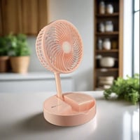 مروحة طاولة مع ضوء LED قابلة للشحن , قابلة للطي -...