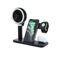 محطة شاحن لاسلكي متعددة الوظائف 5 في 1 - اسود