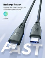 راف بور كيبل 1.2م تايب سى الى ليتننج نايلون RP-CB1...