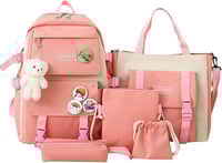 شنطة ظهر بناتي بطابع كرتوني لطيف – طقم مدرسي 5 قطع...