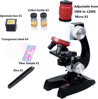 مجموعة مجهر العلوم للأطفال ,مجهر تكبير مع ضوء ليد...