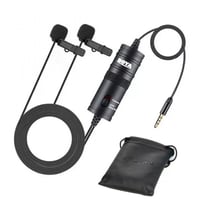 ميكروفون مزدوج لافالير بمكثف كهربائي مقاس 3.5 ملم...