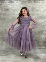 فستان أرجواني فاتح لامع للفتيات من عمر 10 إلى 13 س...