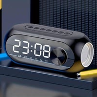 ساعة منبه رقمي مزدوج مع مكبر صوت بلوتوث باضاءة ملو...