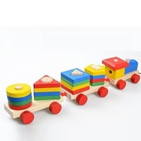 لعبة المكعبات الخشبية -سيارة المكونة من ثلاثة أقسا...