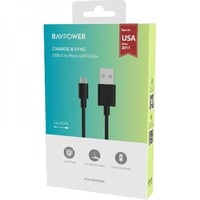 راف بور كيبل 1م يو اس بي الى مايكرو أسود كلاسيك