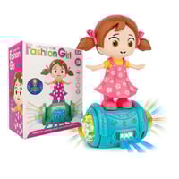 دمية سكوتر مع فتاة موسيقية تدور 360 درجة مع ضوء 5D...