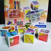 مجموعة مكعبات مغناطيسية 8 مكعبات بالوان و رسومات ج...