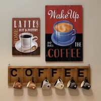 حامل اكواب خشب ريفي عرضي