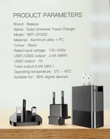 بيسوس | شاحن جوال جداري آمن عالمي للسفر 3 مداخل 3....