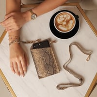 حامل جوال و كروت | أسود و بيج