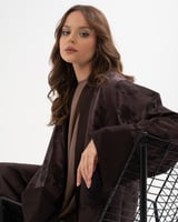 عباية حرير جاكار بقصة نصف كلوش