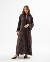 عباية حرير جاكار بقصة نصف كلوش