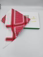 شماغ العجلان الذهبي رجالي أحمر غامق 4 ختم اسود