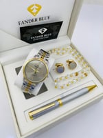 طقم ساعة وقلم وكبك وسبحة فاندر بلو