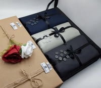 3 اقمشة شتوي كحلي على اسود - بيج -رمادي غامق