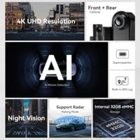 داش كام DDPAI N5 2026 DUAL - 4K أمامية ، خلفية