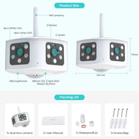 كاميرا WiFi بعدستين واسعة 180 درجة بدقة 8MP 4K